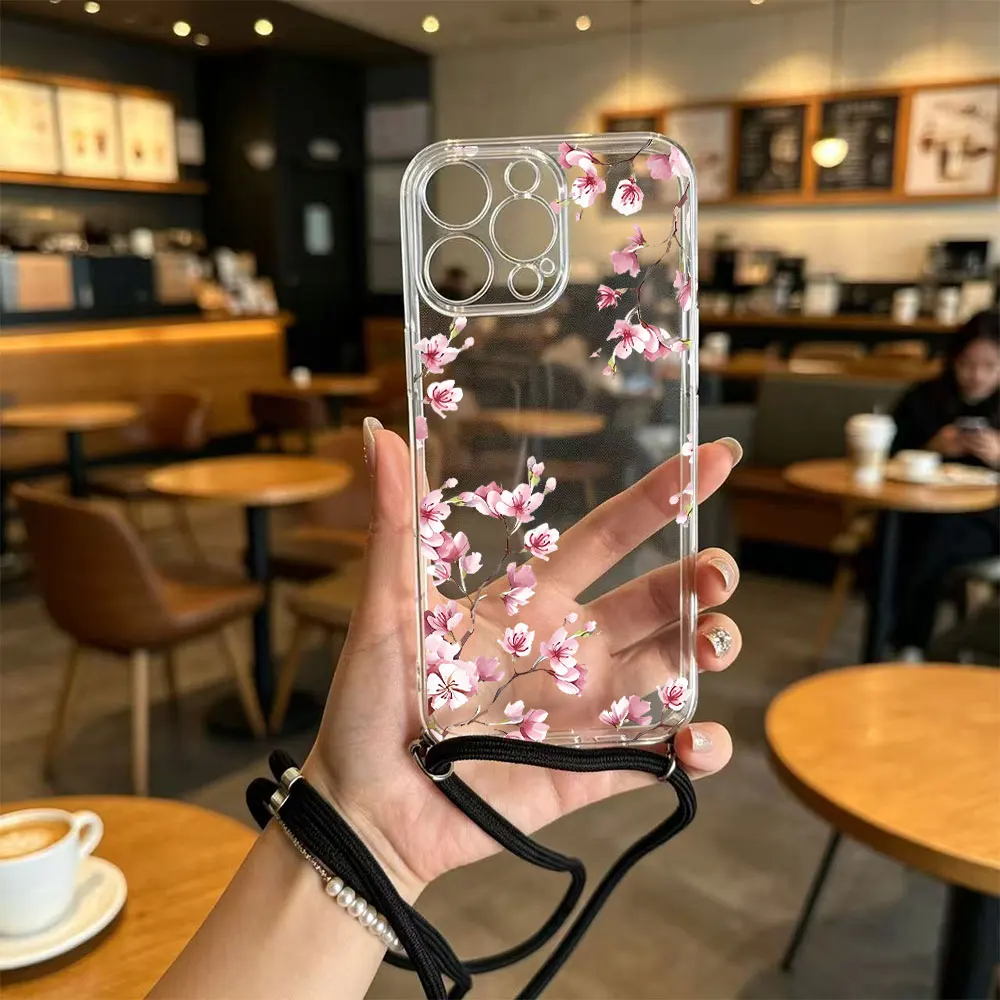 New Fashion Painted Crossbody Lanyard TPU Soft Phone Case