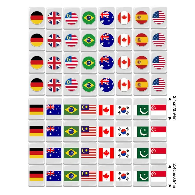24mm Flag Mahjong 64PCS Mahjong Game Set Game Blocks Mahjong Sets For Party Seaside Escape Game Tiles Flag Pattern Tile Games 6
