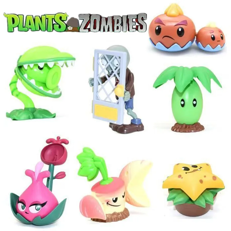 Plants vs. Zombies Collectible Figures Set - Umbrella Leaf, Starfruit, Parsnip, Chomper, and Peashooter