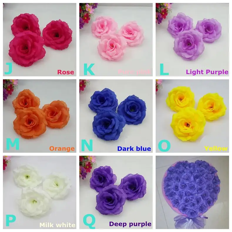 Elegant Deep Purple Silk Rose Flower Heads - 10PCS Set for DIY Decoration & Celebrations