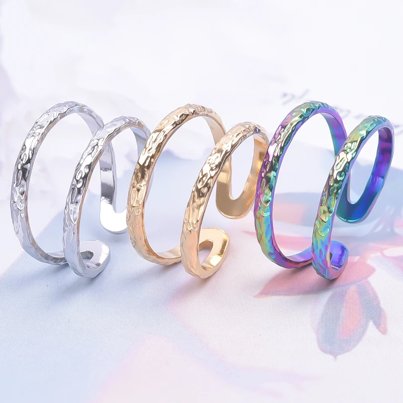

5pcs Personalize Double Ring Stainless Steel Charm Never Fade Fashion Knuckle Rings Men's Finger Ring Party Jewelry Gifts