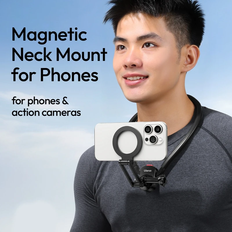 Ulanzi MG14 Magnetic Neck Mount for Phones Action Cameras for Fishing Family Time Pet Vlogging Cooking Mini Extendable Tripod
