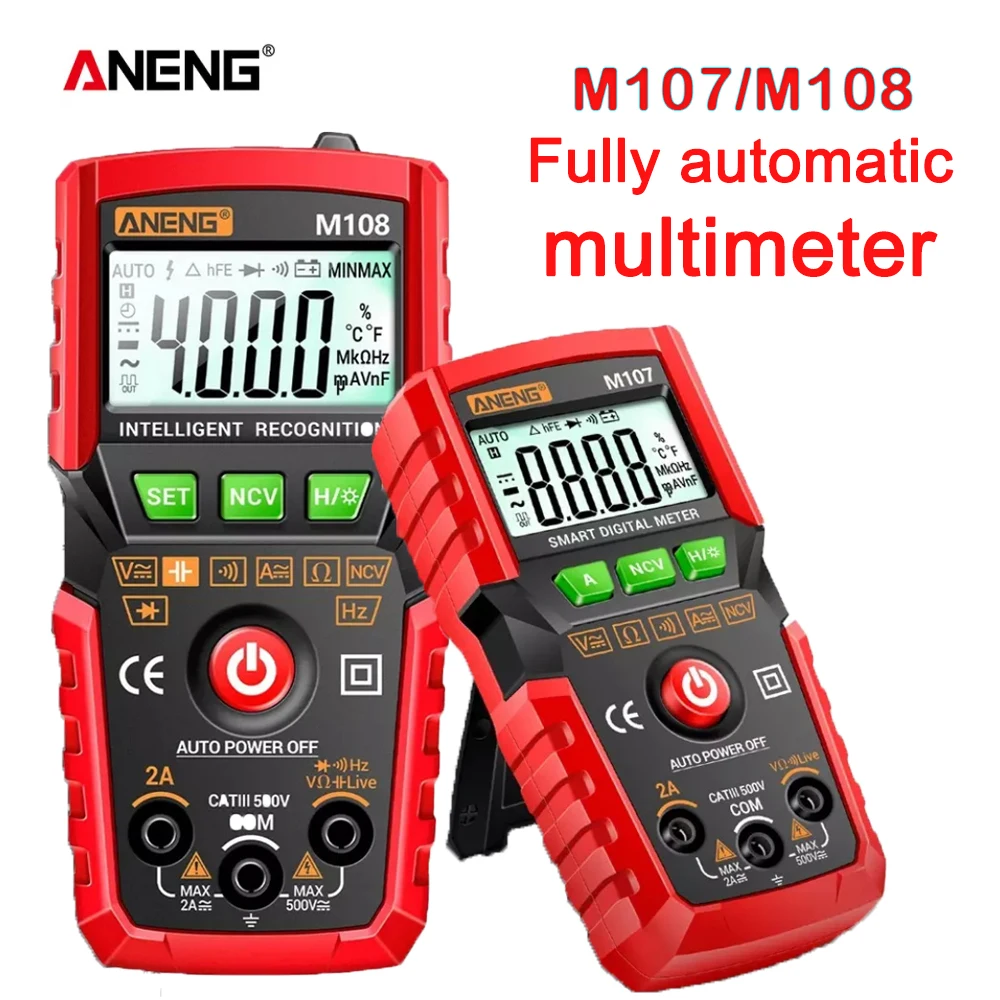 Aneng M108/M107 Mini Multimetro Digitale 4000 Conteggio Ac/Dc Tester Per Strumenti Elettrici Misuratore Professionale Digitale Multimetro Automatico