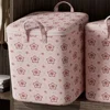 With Handle Clothes Storage Bins Foldable Large Capacity Wardrobe Sorting Storage Bucket Dust-Proof Cherry Blossom Organization 1