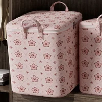 With Handle Clothes Storage Bins Foldable Large Capacity Wardrobe Sorting Storage Bucket Dust-Proof Cherry Blossom Organization 1