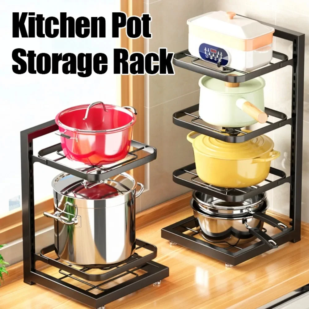 

Pot rack for pot storage Kitchen stainless steel shelves Kitchen shelving sink Multi-layer household cabinets layered inside