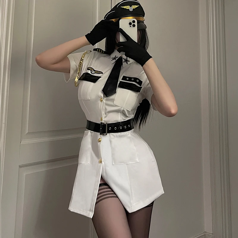 Sexy Women\'s Police Officer Uniform Halloween Carnival Fancy Party Dress Cosplay Costume Exquisite Lingerie Set Fashion Clubwear