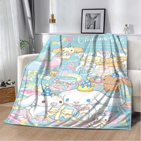 Japanese Sanrio Cinnamoroll Blanket Cartoon HD Print Flannel Office Soft Fluffy Picnic Blanket for Bed Plush Nap Cover Girl Gift 1