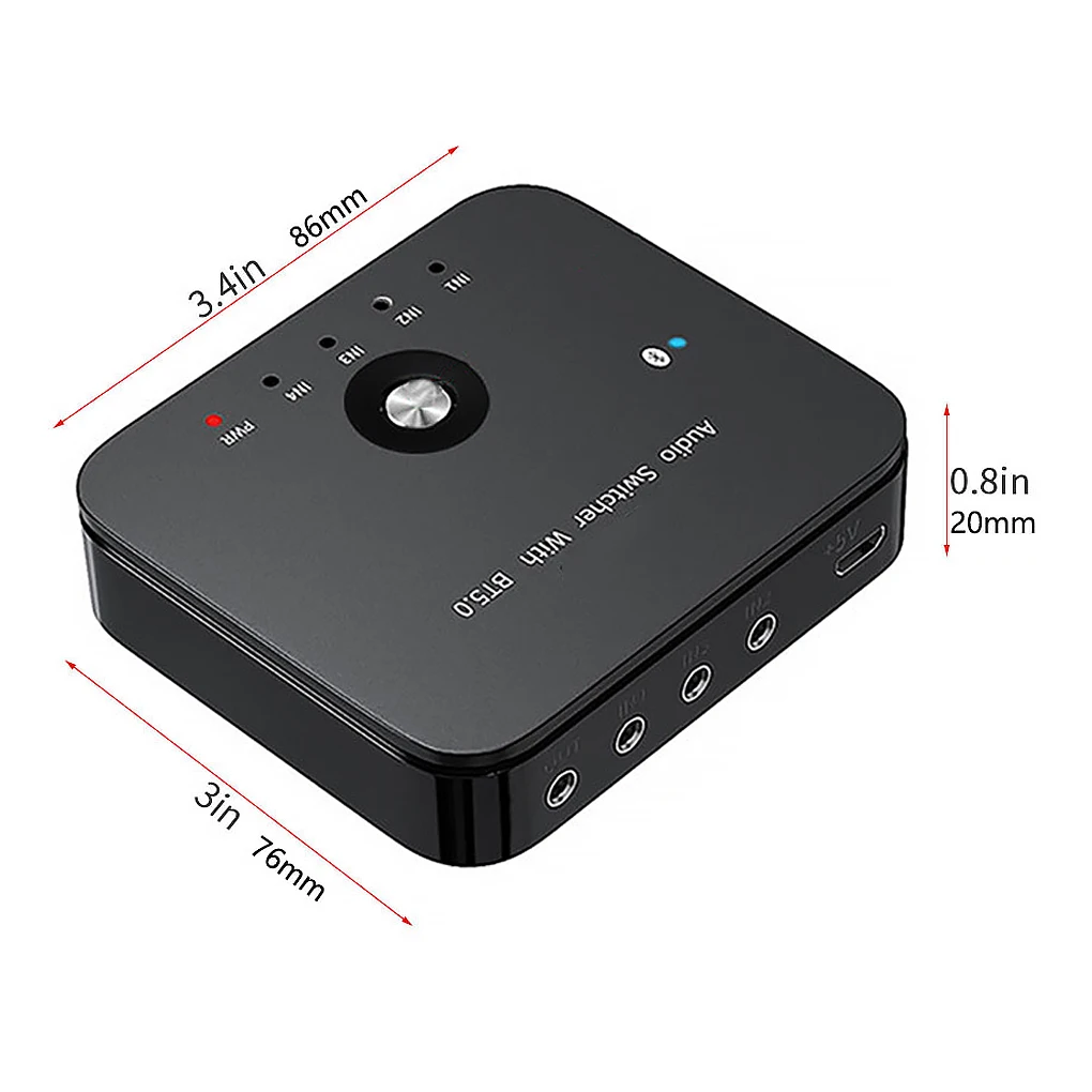 4-port 3.5mm Stereo AUX Switcher 3 IN 1OUT Wireless Music Bluetooth-compatible 5.0 Receiver HIFI Audio Adapter