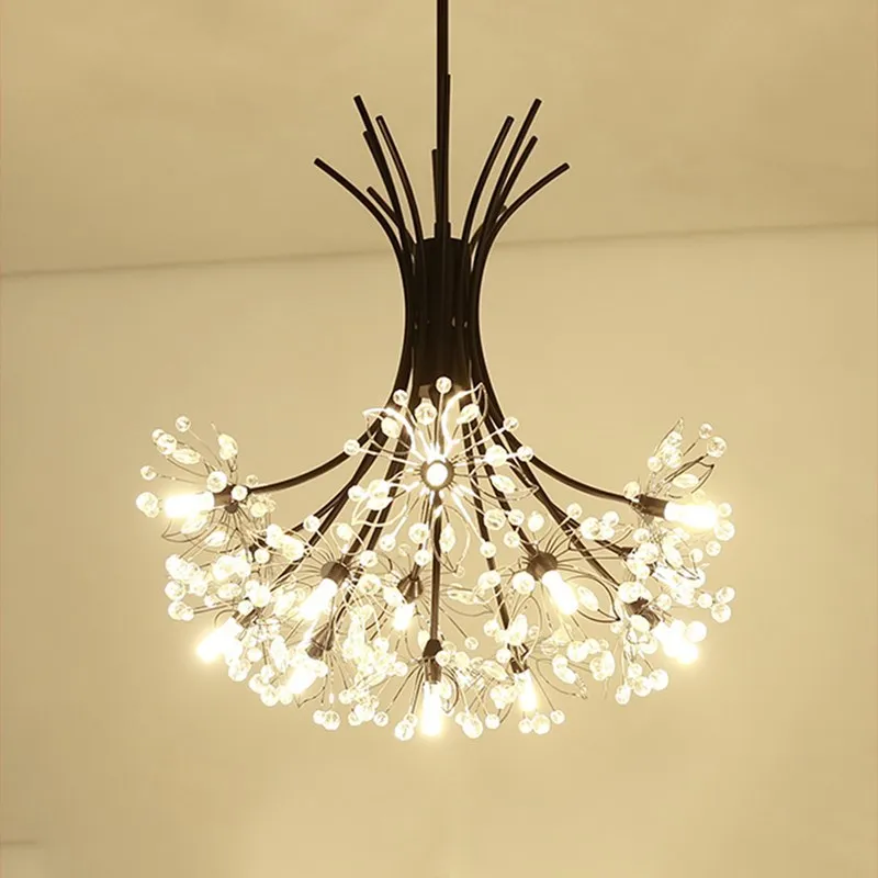 

Nordic Postmodern Luxury Crystal Chandelier Minimalist Creative Art Living Room Restaurant LED Bouquet Dandelion Pendent Lamp