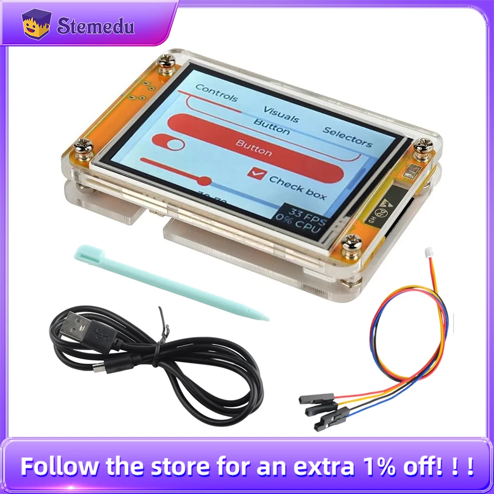 2.8" ESP32-2432S028R ESP32 Display ILI9341 Resistive Touchscreen TFT LCD Module ESP-WROOM-32 Development Board + Acrylic Case