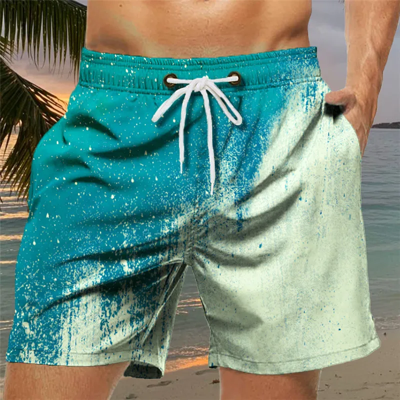 Fun animal dinosaur beach shorts, men's 3D printed surfboard shorts, summer swimsuit, swimming pants, cool ice shorts 3