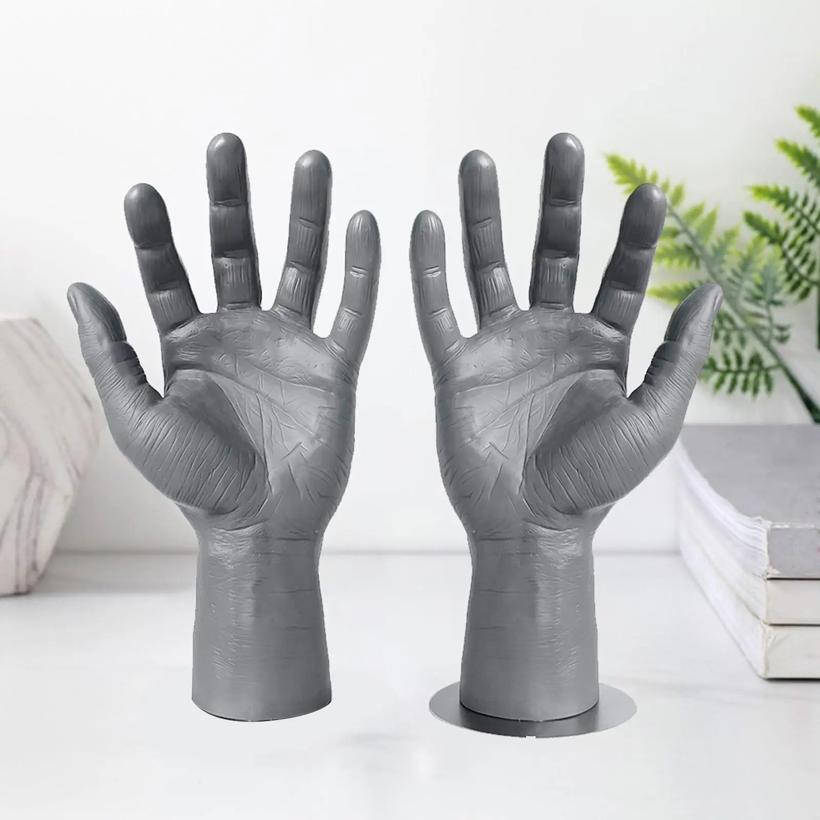 Realistic PVC Male Mannequin Left Hand Men's Hand Displays Jewelry Organizer Stand Holder, Showing for Home Decor Gray