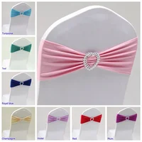 Wedding Decoration Spandex Chair Sash Bow Tie Bands Knot With Love Heart Buckle Stretch For Hotel Birthday Party Banquet Event 1
