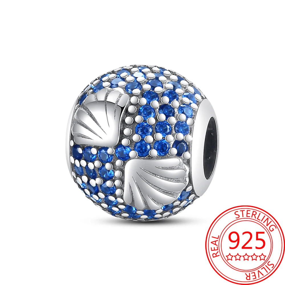 

Ocean Style Decoration 925 Sterling Silver Sapphire Shell Marine Beads Fit Pandora Bracelet Date Party Jewelry Gifts