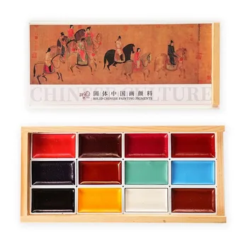 Set di colori professionali con 24 pigmenti solidi per la pittura tradizionale cinese, ideale per Tangka e calligrafia