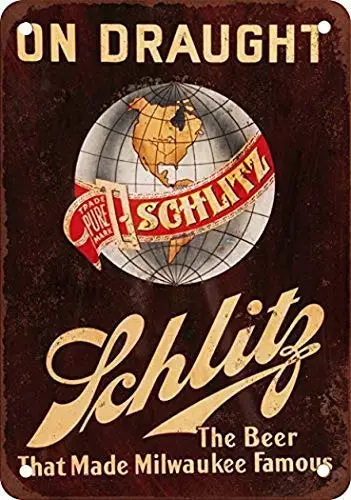 

Kexle Schlitz Beer on Draught Vintage Look Reproduction Metal Tin Sign 8X12 Inches