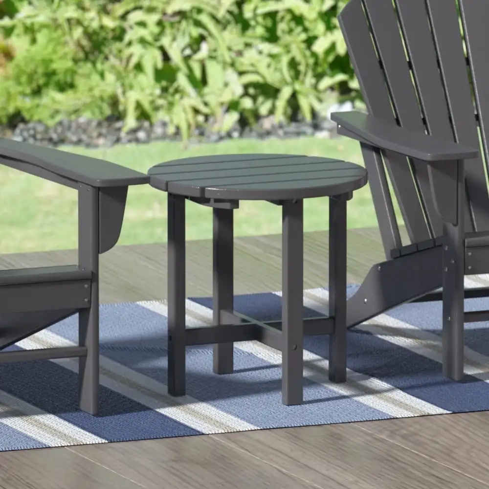 

Garden 18" Inch Round Plastic Outdoor Patio Side Table, Gray