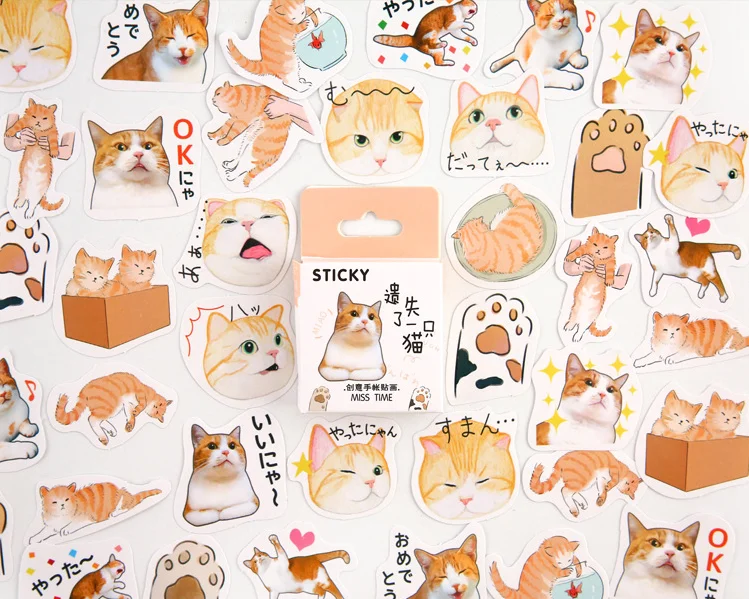 46 pcs Lost a cat Decorative Stationery mini Stickers set Scrapbooking DIY Diary Album Stick Lable Kawaii art supplies gudetama