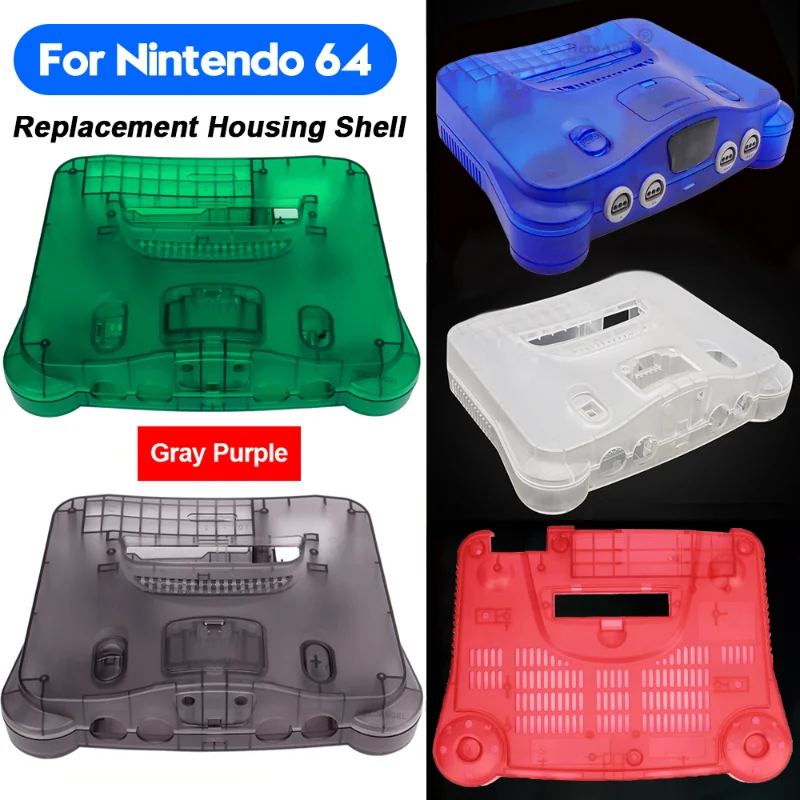 

8 Colors Replacement Plastic Housing Shell Translucent Case Compatible For Nintendo N64 Retro Video Game Console Transparent Box
