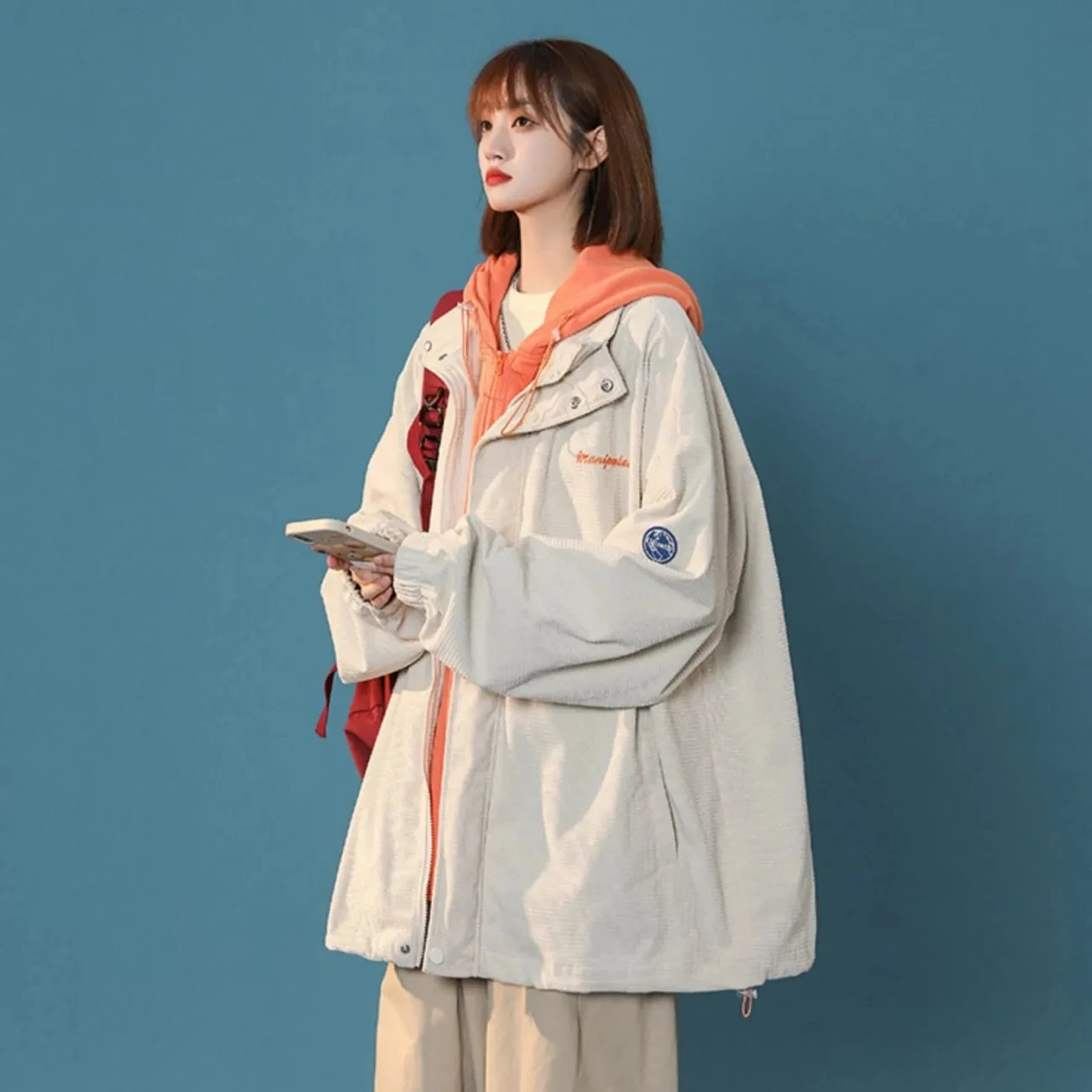 

Yasuk Summer Women Solid Casual Corduroy Zipper Shirt Hoodie Cardigan Long Sleeve Slim Tees Top Gentle Blouse Solid Stripes