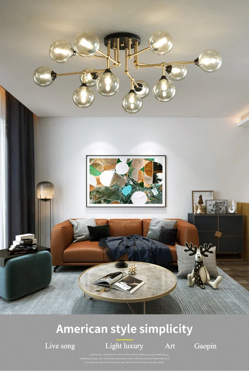 Description Picture 2 of itemNordic Spider LED Ceiling Chandelier Lighting Head Black Gold Chandelier for Bedroom Kitchen Dining Room Pendant Light Fixtures