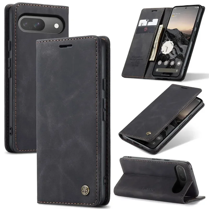Luxury Leather Flip Wallet Phone Case with Card Holder and Stand Feature
