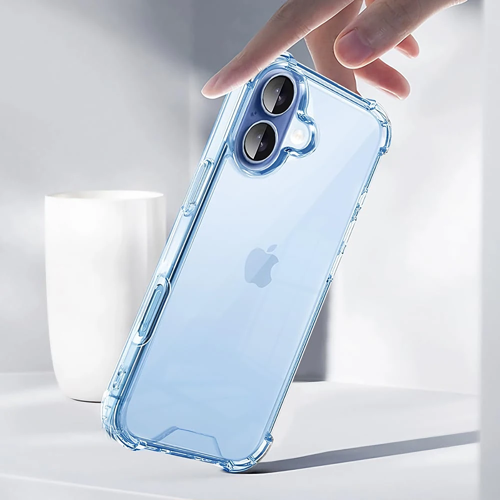 3D Airbag Shockproof Transparent Hybrid Case with Hard PC Cover and Soft Silicone Shell