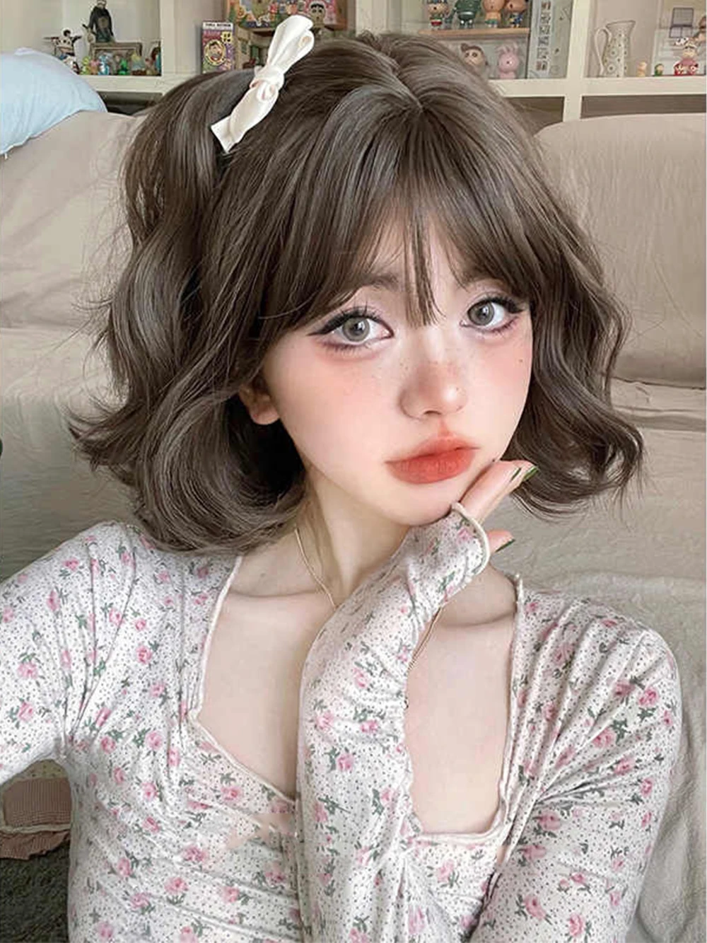 Black Synthetic Curly Bob Wig for Ladies