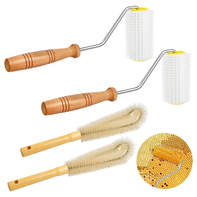 

4 Pcs Honey Extractor Uncapping Needle Roller Tool With Wood Handle For Beekeeper, Honey Extractor Spinner Durable