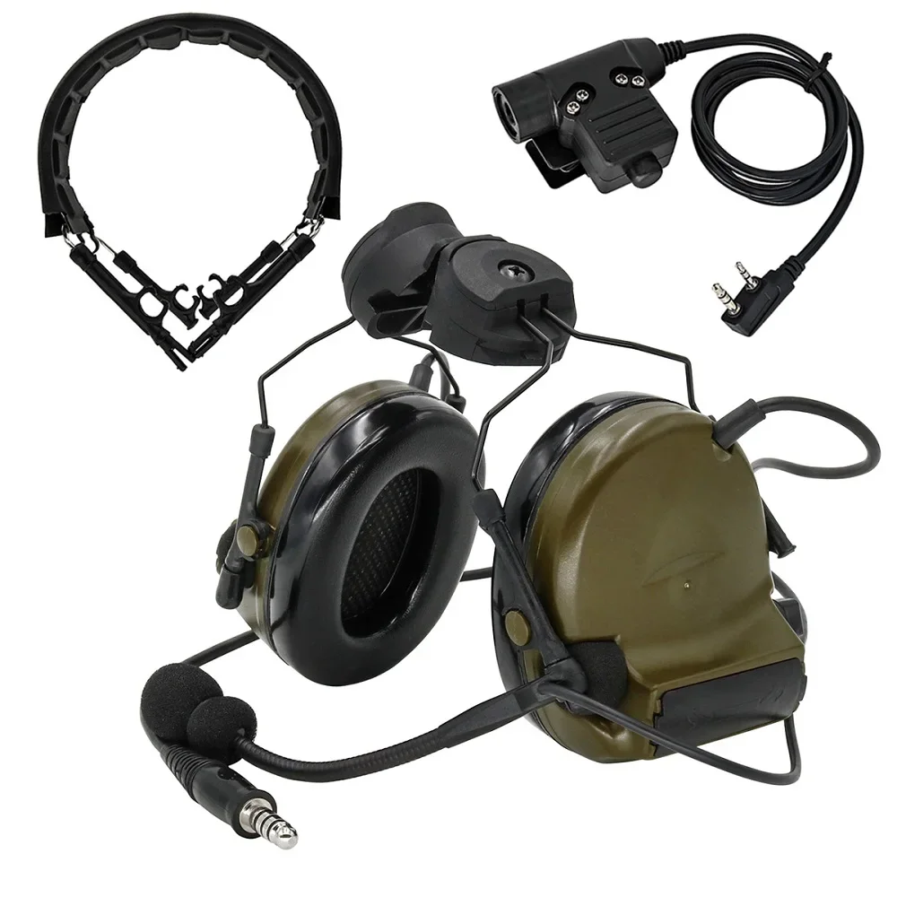 

COM Headphones Helmet Stand Version COMTAC II Tactical Headset Noise Reduction Walkie Talkie Headset Airsoft Hunting Earmuffs