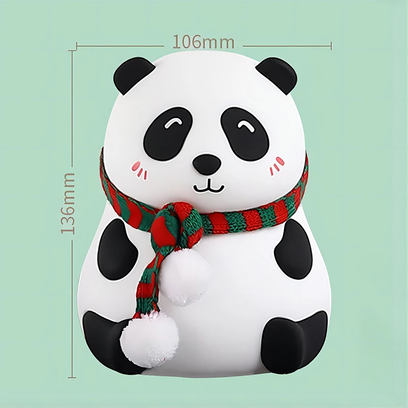 Panda Silicone Lamp Eye Protection Patting Lamp Bedroom Bedside Decoration Baby Toys Night Light 7 Colour Rechargeable LED Light 3