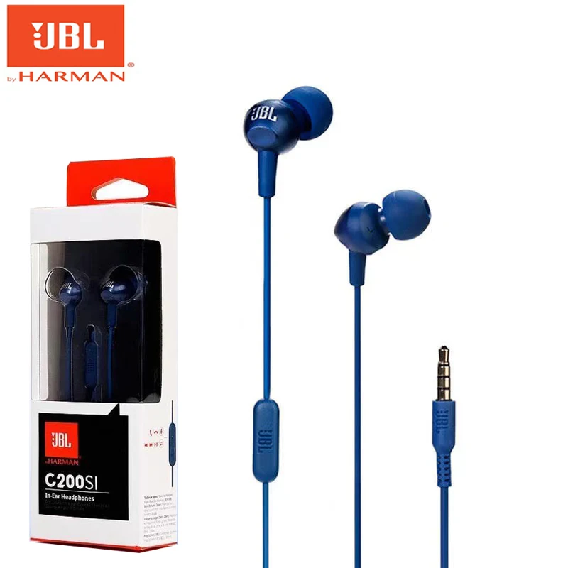 

JBL C200SI In-Ear Earphones Super Deep Bass Premium Headset With Microphone Wired Stereo Earphones Harman C200SIU Headphones