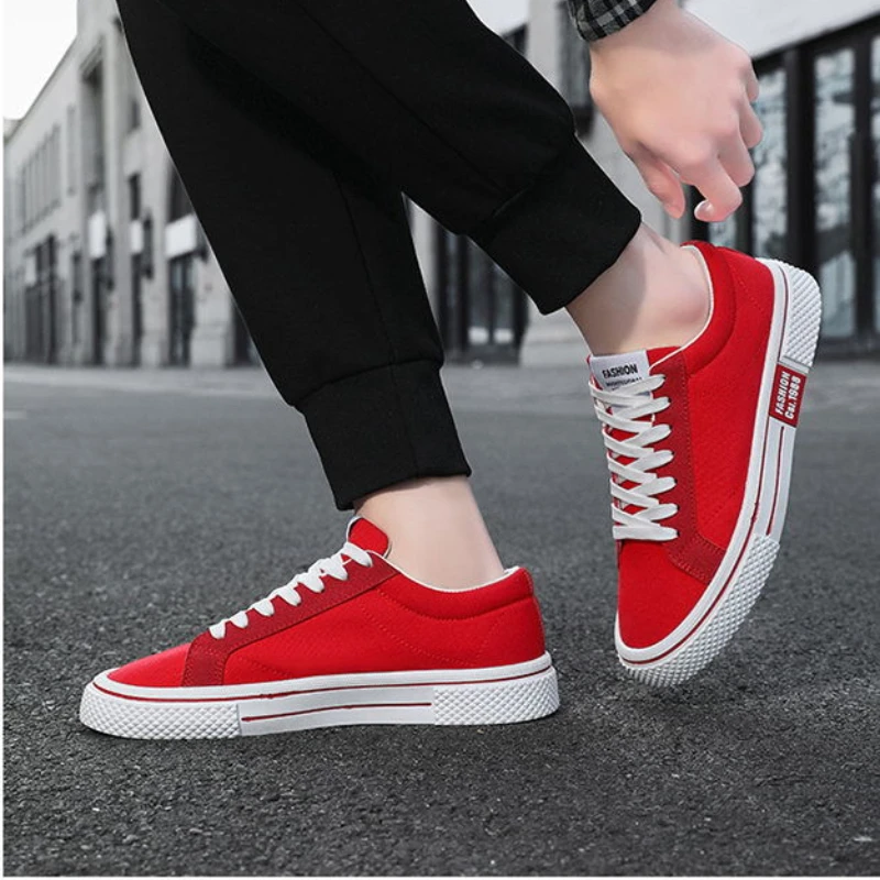 Hot Sale Fashion Red Canvas Shoes Men Classic Low-top Men's Canvas Sneakers Harajuku Hip Hop Skateboard Shoes Men Casual Sneaker 5