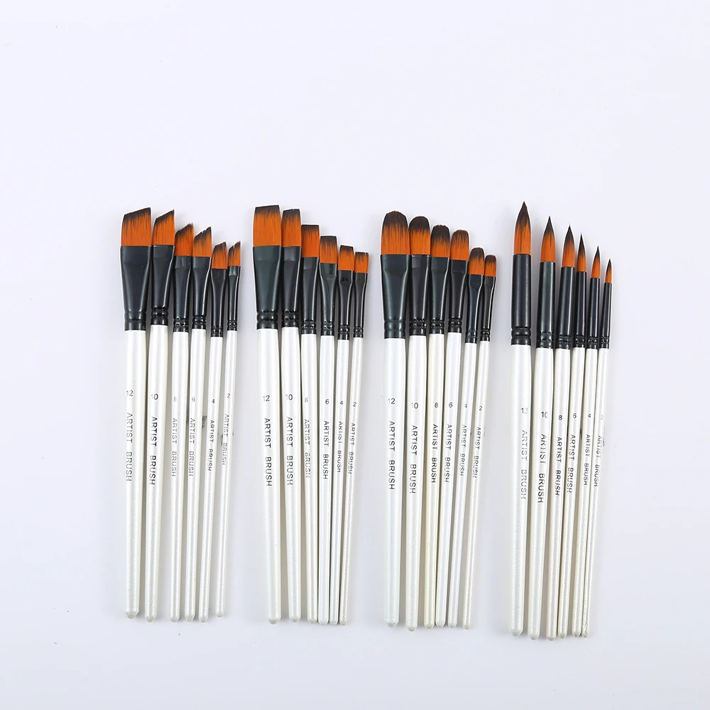 White Brush 4 Packs Nylon Brushes Professional Set Of Oil Watercolor Artists Miniature Details And Rock Painting_voghion.com