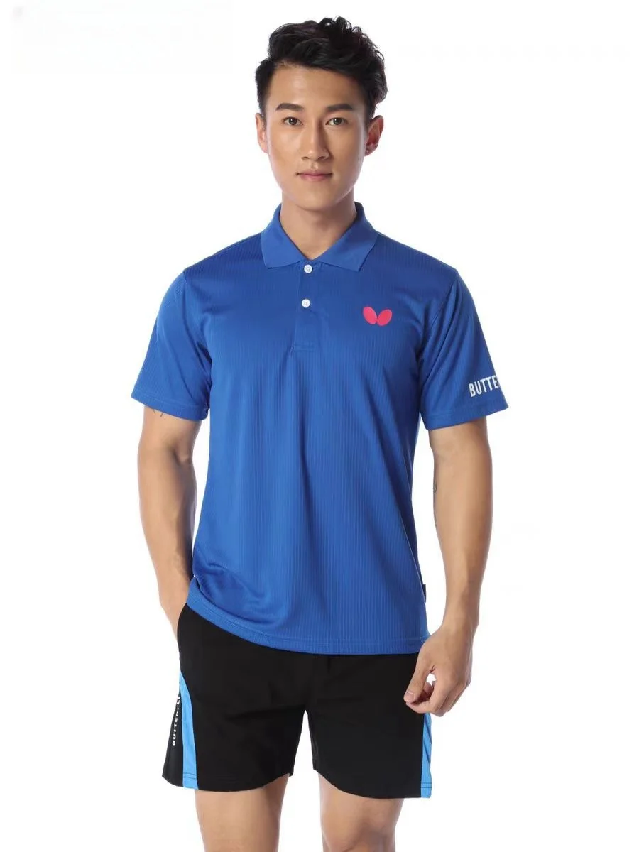 A set of men's and women's table tennis T-shirt shorts quick drying breathable light lapel badminton clothing team custom sport t shirt,badminton table tennis clothes set