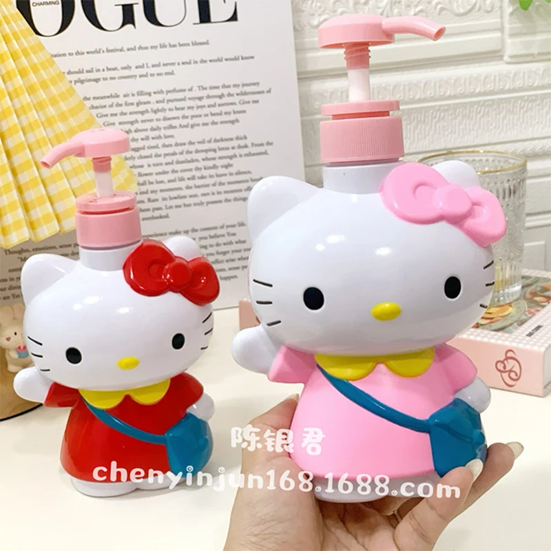 

Kawaii Sanrio Hello Kitty Press Bottling Cute Cartoon Anime Lotion Bottle Body Bath Bottle Shampoo Bottle Creative Home Kid Gift