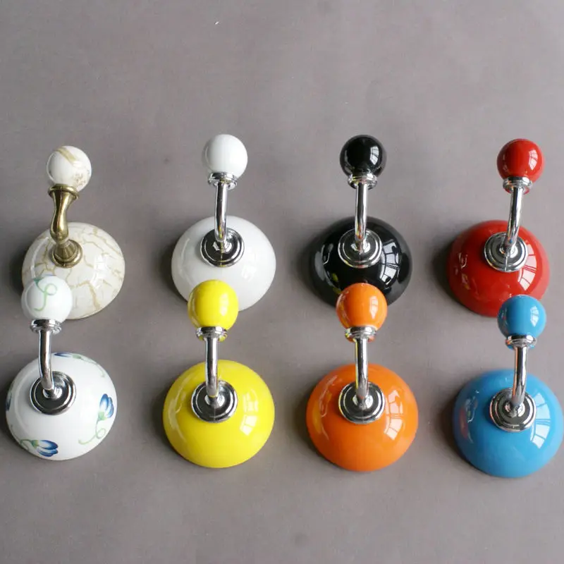 Gancho de Parede de Cerâmica Colorido Ganchos Decorativos Ganchos de Parede de Cozinha Cabides Cabide de Toalha Ganchos Coloridos Amarelo Azul Branco
