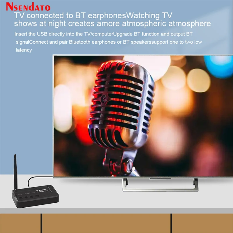 Wireless Bluetooth-Compatible V5.3 LE Audio Music Transmitter Adapter With Aptx lossless Auracast LC3 for TV 3084 headphons Game