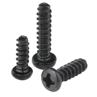 100 ชิ้น M1 M1.2 M1.4 M1.7 M2 M2.3 M2.6 M3 M3.5 M4 M5 Cross Recessed Pan Head สกรูเหล็กคาร์บอนสีดํา Phillips 4