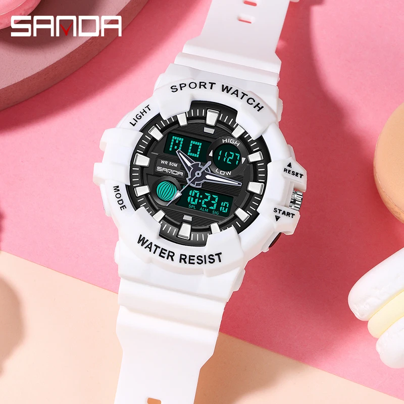 SANDA Brand Women Digital Watch Shock Military Sports Watch Fashion Waterproof Electronic Watch For Women Luminous Reloj Mujer
