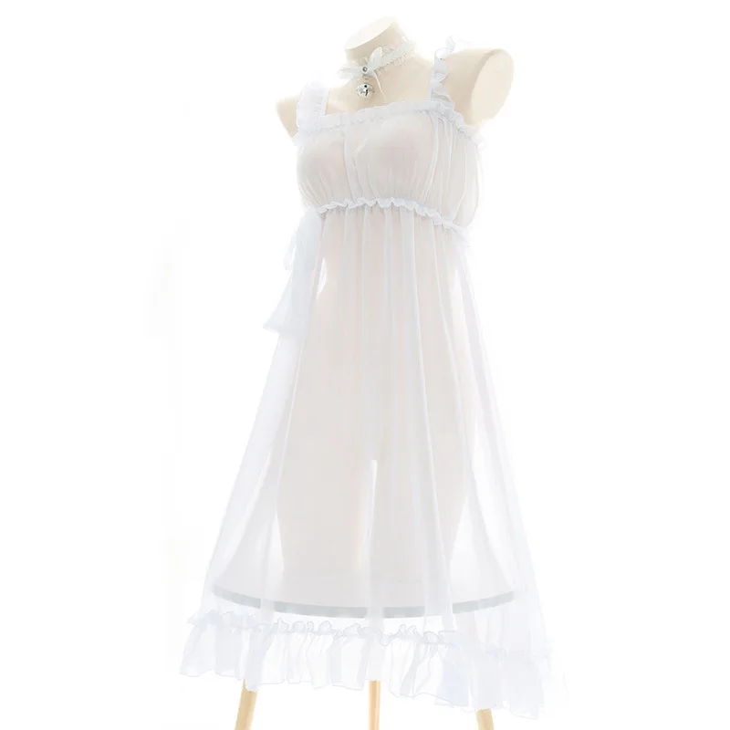 Lolita Dress, Lolita Suspender Dress, Lolita Cosplay Costumes, Suspender Dress, Lolita Skirt-See-through Chiffon Dress Women Sexy Sling Skirt Lolita Cosplay