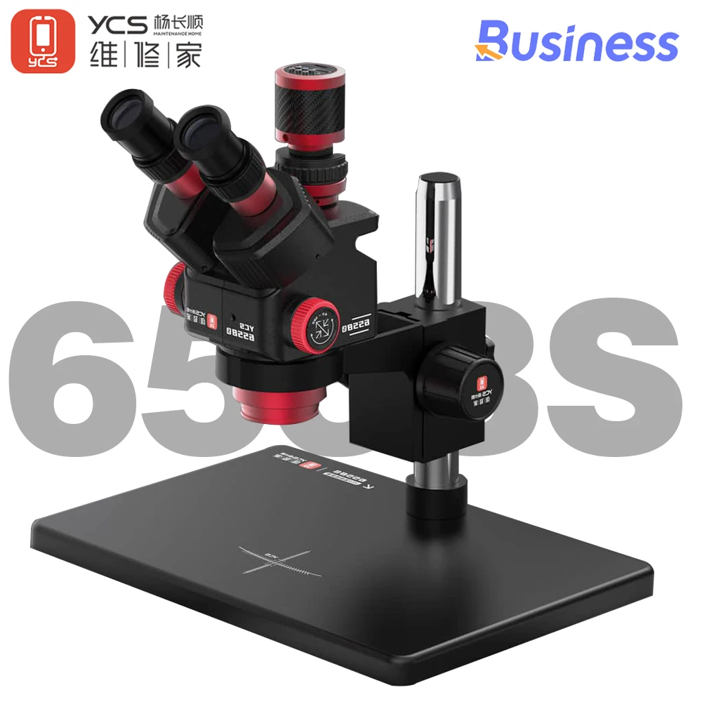YCS 6558S HD Trinocular Microscope with Base 6.5X58 Zoom 4K Camera