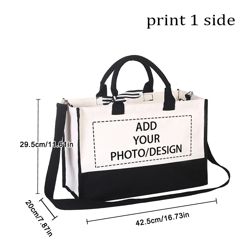 Personalized Women Tote Bag – Custom Image/Text Logo Handbag with Shoulder Straps, Large Capacity