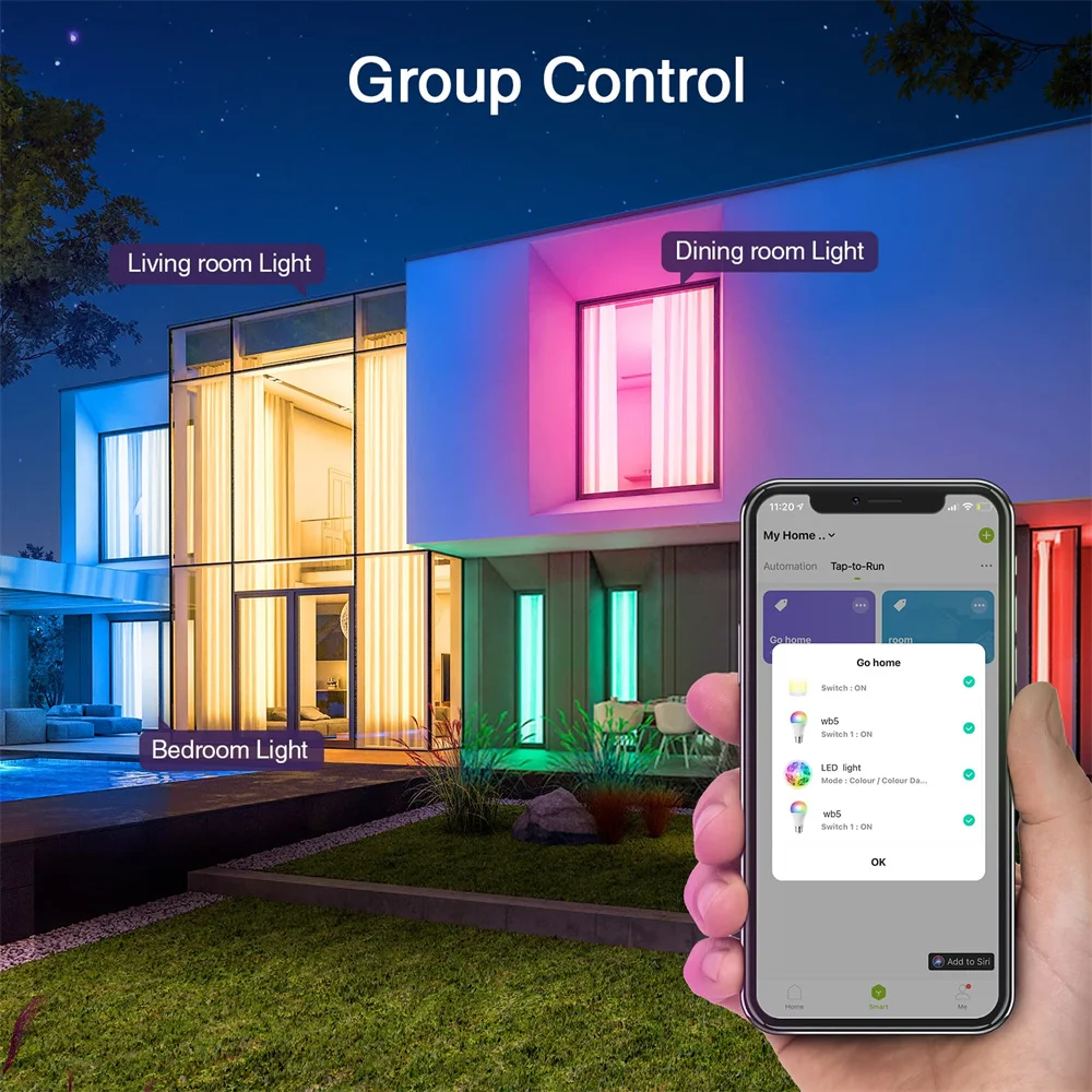 18W Tuya ZigBee Smart Light Bulbs RGB+WW+CW E27 Smart Home Led Lamp Siri Voice Control Compatible with Alexa Google Home