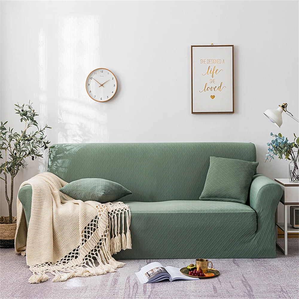 

Solid Color Sofa Cover for Living Room L-Shape Corner Couch Cover Thicken 1/2/3/4 Seater Jacquard Slipcover Furniture Protector