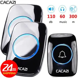 CACAZI Wireless home Door Bell smart Doorbell Waterproof Wall Plug 300m Range US EU UK AU Plug In Loud Chime LED Flash