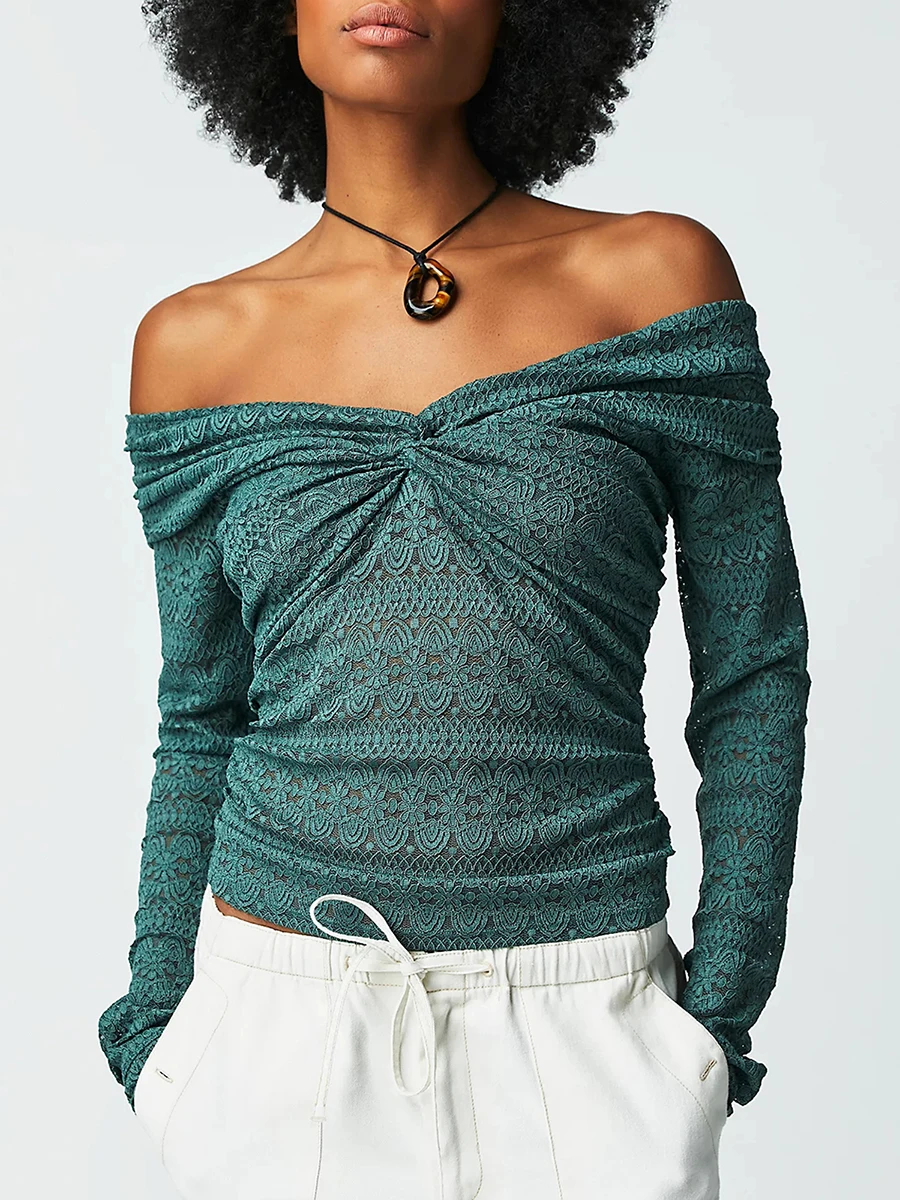 

Женские прозрачные кружевные укороченные топы Сказочный гранж футболка с длинным рукавом модная облегающая Однотонная футболка Топ на выход стрейч