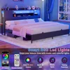 King Bed Frame with Headboard, King Size Metal Platform Bed Frame with Reversible Storage Bookcase Headboard,Noise Free, Black 3