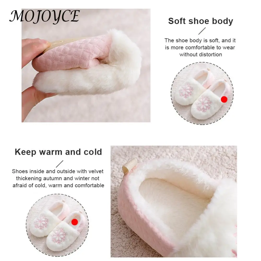 Women Snowflake Plush Slippers Closed Back Slippers Comfortable Slip On Loafer Slippers Fuzzy Home Slippers for Autumn Winter 5